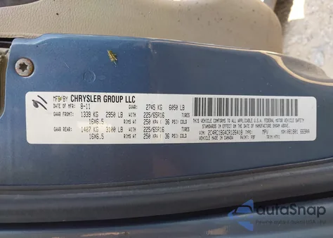 2012 Chrysler Town & Country Touring z USA, uszkodzony, nr VIN 2C4RC1BG4CR126418